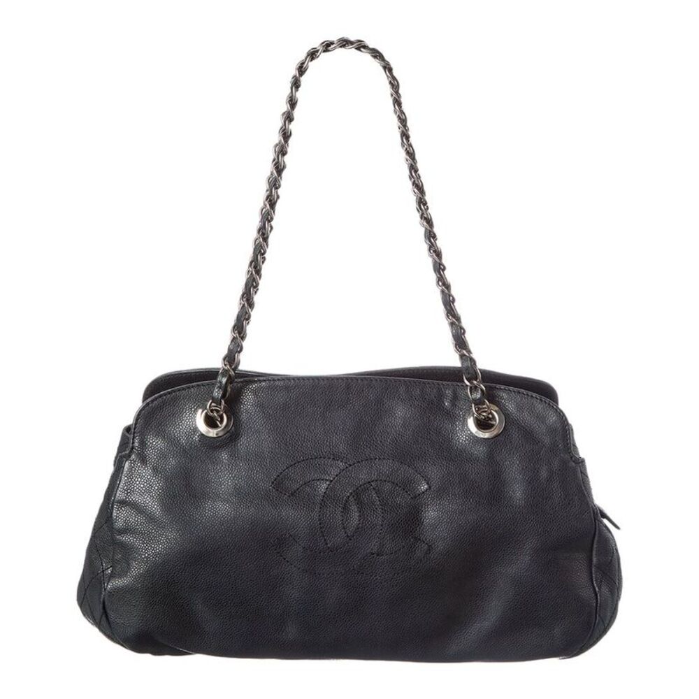 Chanel Black Calfskin Leather Cc Tote (Authentic Pre-Loved)